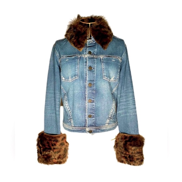 L'AGENCE Jackets & Blazers - NWT L’Agence Celine, Denim & Authentic Shea Shearling Fur Jacket, Size S